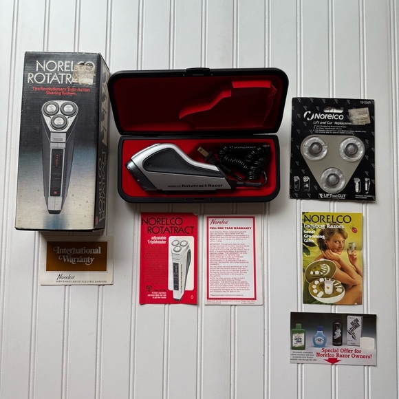 Vintage Norelco Rotatract Razor Electric Shaver HP 1601 Case 1915XR Heads New - Picture 2 of 9